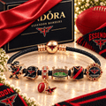 EDB Braided Leather Charm Bracelet Set NHVH