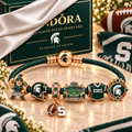 MSU Braided Leather Charm Bracelet Set NHVH