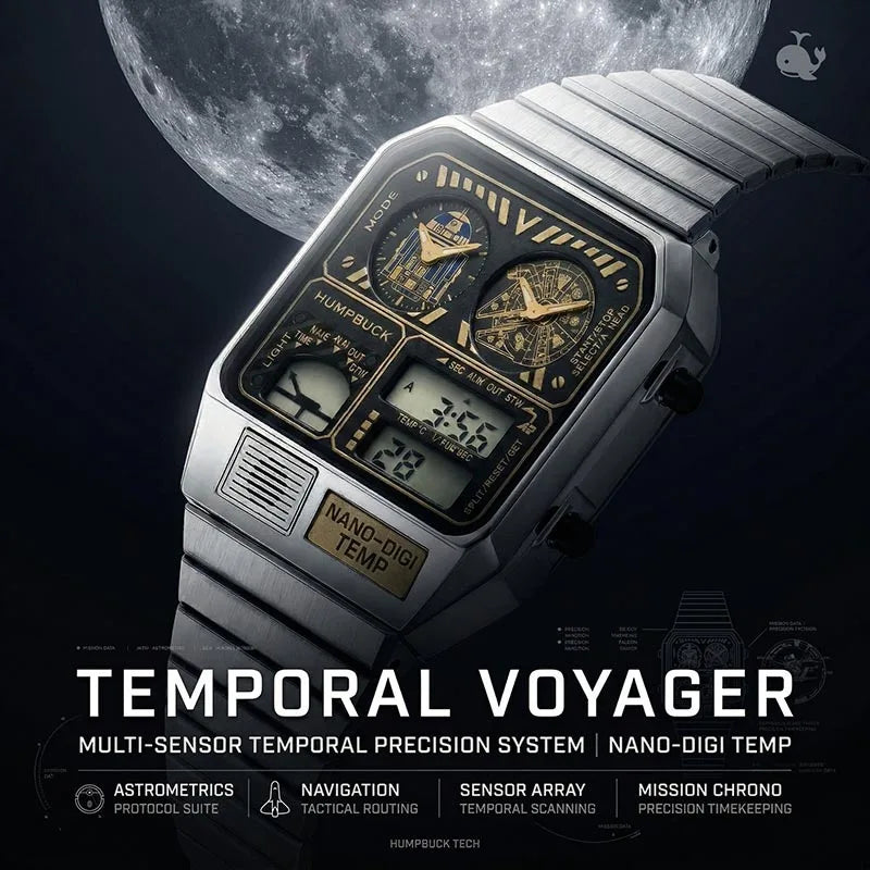 HUMPBUCK DIGITEMP | Multifunction Digital Watch with Dual Time & Temperature & Alarm & Stopwatch