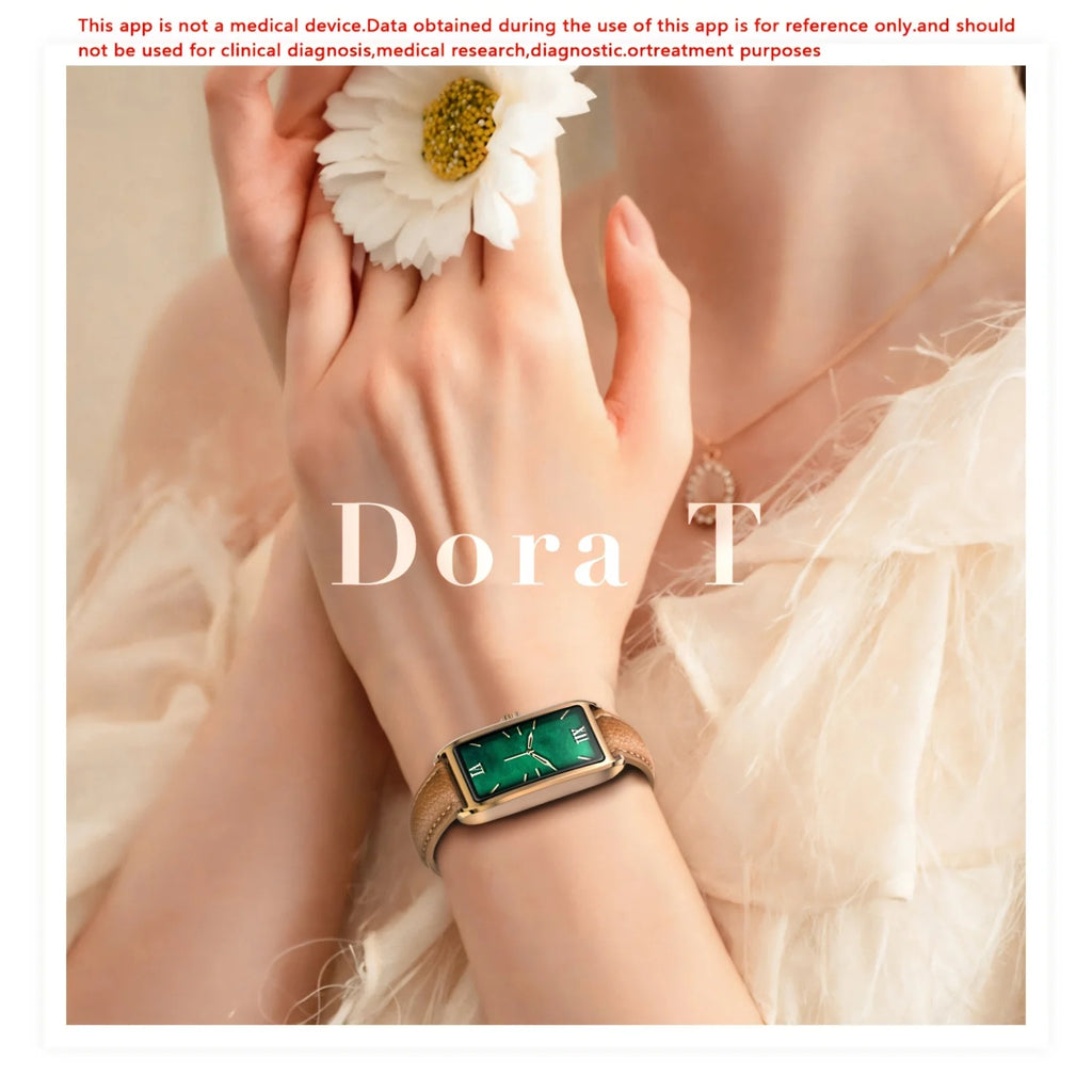 Multifunctionaln Smart Watch Women 1.13” HD AMOLED Square  IP68, 12 Sports Modes Sleep Tracker PU Leather Strap Smart Watch